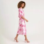 Pink Puff Sleeve Jacquard Dress - Image 4