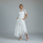 White Ruffle Layered Tulle Dress