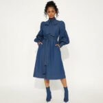 Bow Tie Denim Midi Dress - Image 2