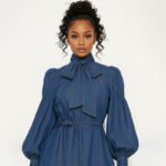Bow Tie Denim Midi Dress - Image 6