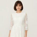 White Lace Sleeve Maxi Dress - Image 5