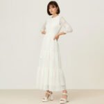 White Lace Sleeve Maxi Dress - Image 3