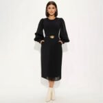 Chic Black Pleated Midi Dress