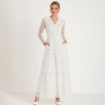 Bela Layered Lace White Maxi Dress