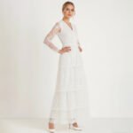 Bela Layered Lace White Maxi Dress - Image 4