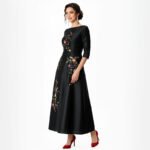 Black Embroidered A-Line Gown - Image 4