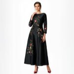 Black Embroidered A-Line Gown - Image 5