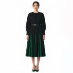 Contrast Pleated Midi Dress - Image 3