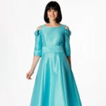 Satin Cold Shoulder Midi Dress - Image 6