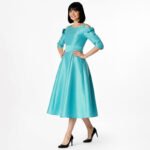 Satin Cold Shoulder Midi Dress - Image 3