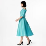 Satin Cold Shoulder Midi Dress - Image 5