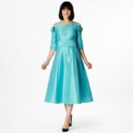 Satin Cold Shoulder Midi Dress - Image 2