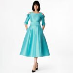 Satin Cold Shoulder Midi Dress