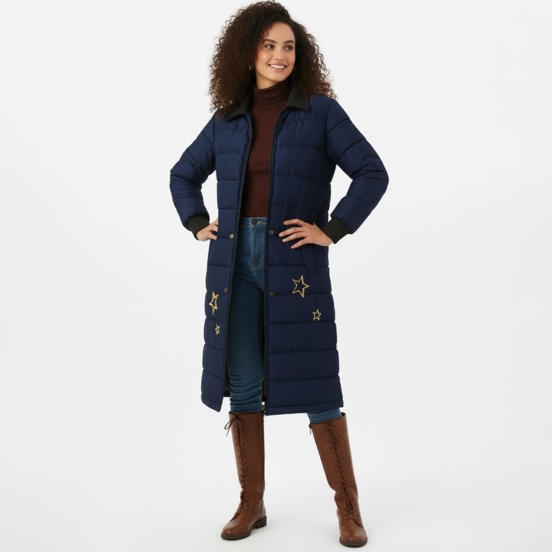 PicjamDownload-24 Star Embroidered Longline Puffer Coat - Image 1