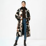 Geometric Print Longline Puffer Coat