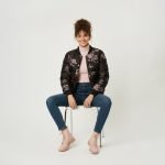 Black Floral Bomber Puffer Jacket - Image 5