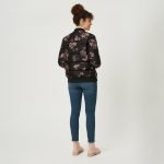 Black Floral Bomber Puffer Jacket - Image 6