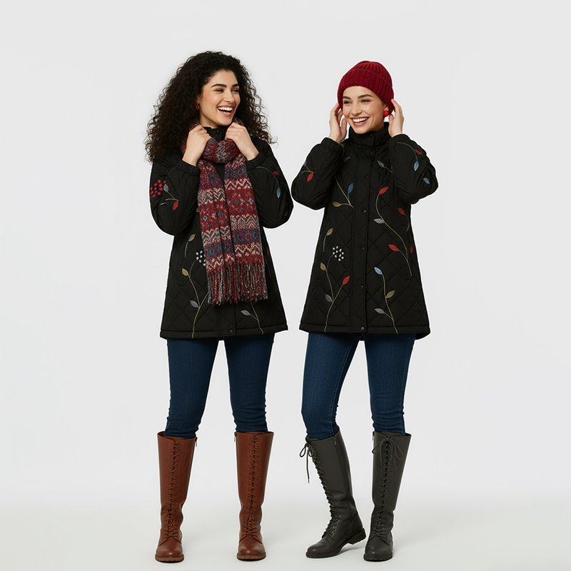 PicjamDownload-43 Black Quilted Floral Jacket - Image 1