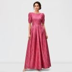 Puff Sleeve Jacquard Maxi Dress - Image 2