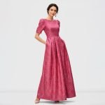 Puff Sleeve Jacquard Maxi Dress