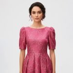 Puff Sleeve Jacquard Maxi Dress - Image 6