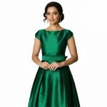 Emerald Satin Midi Dress - Image 4
