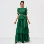 Elegant Ruffle Sleeve Maxi Dress