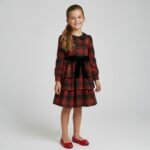 Girls Vintage Plaid Christmas Dress