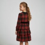Girls Vintage Plaid Christmas Dress - Image 4