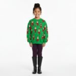 Kids Elf Pattern Green Christmas Sweater - Image 5