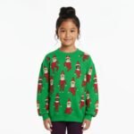 Kids Elf Pattern Green Christmas Sweater - Image 2