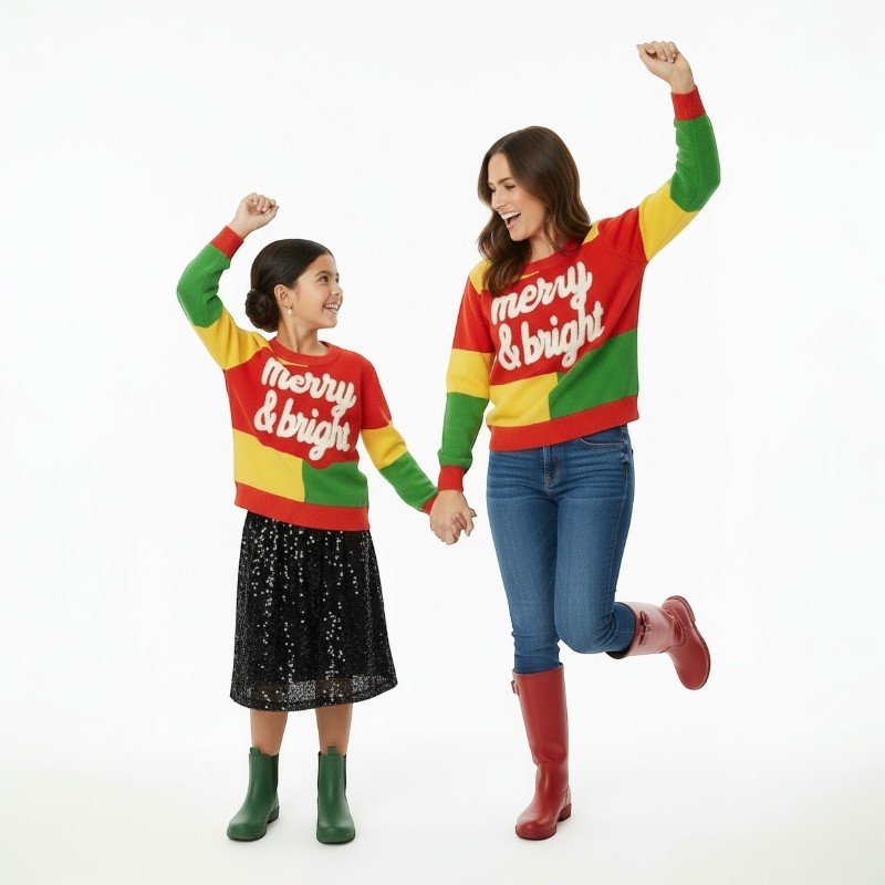 Kids Merry & Bright Christmas Sweater 4 Kids Merry & Bright Christmas Sweater - Image 1