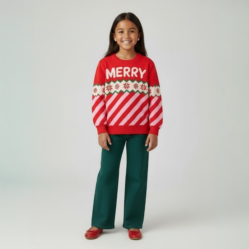 Kids Merry Stripe Christmas Sweater 1 Kids Merry Stripe Christmas Sweater - Image 1