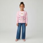 Kids Pink Santa Butterfly Christmas Sweater