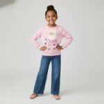 Kids Pink Santa Butterfly Christmas Sweater - Image 2