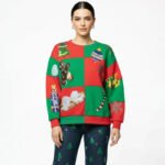Festive Patchwork Christmas Sweater - Image 4
