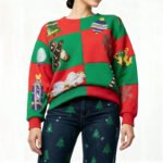 Festive Patchwork Christmas Sweater - Image 8