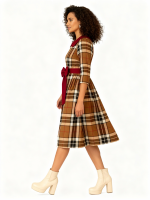 Christmas Plaid Bow Midi Dress - Image 8