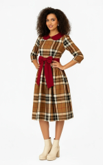 Christmas Plaid Bow Midi Dress - Image 7