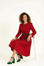 Red Plaid Bow Midi Dress - Image 4