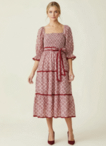 Rosette Lace Tiered Midi Dress - Image 3