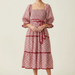 Rosette Lace Tiered Midi Dress