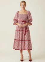 Rosette Lace Tiered Midi Dress