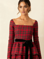 Holiday Tartan Tiered Midi Dress - Image 3