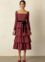 Holiday Tartan Tiered Midi Dress - Image 2