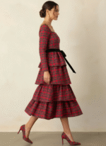 Holiday Tartan Tiered Midi Dress - Image 6