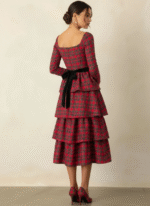 Holiday Tartan Tiered Midi Dress - Image 7