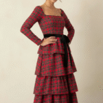 Holiday Tartan Tiered Midi Dress