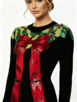 Holiday Bow Knit Midi Dress - Image 3